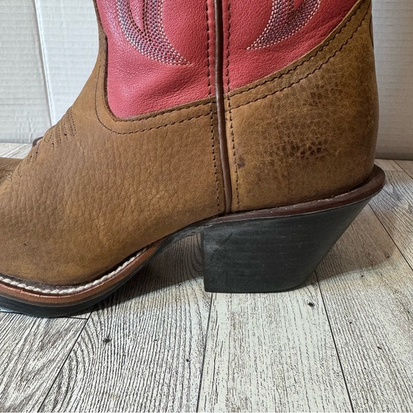 Tony Lama- NWT! Buckaroo Tall Pink/Brown Leather Cowgirl Boots- Sz. 7 - Picture 4 of 16